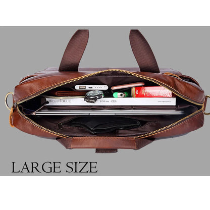 LACHIOUR - Men Genuine Leather-  Shoulder Bag (Laptop, Business and Travel )
