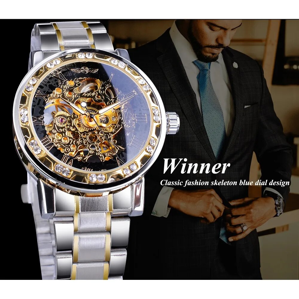 T-Winner Transparent  - Mechanical Skeleton Wrist Watch