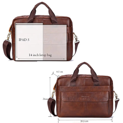 LACHIOUR - Men Genuine Leather-  Shoulder Bag (Laptop, Business and Travel )