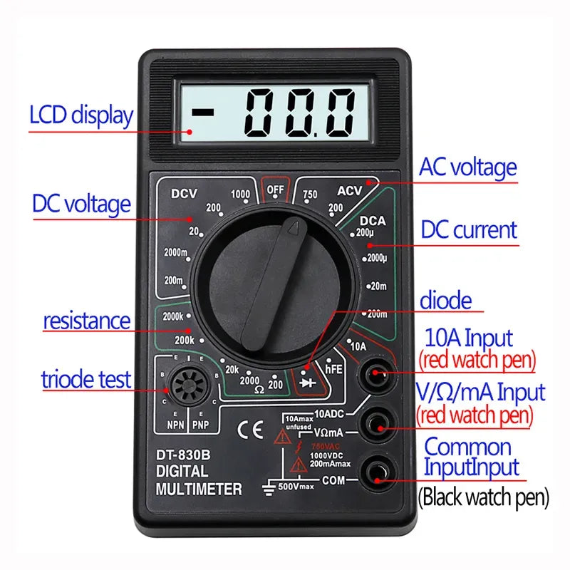 LCD Digital Multimeter Ammeter AC / DC